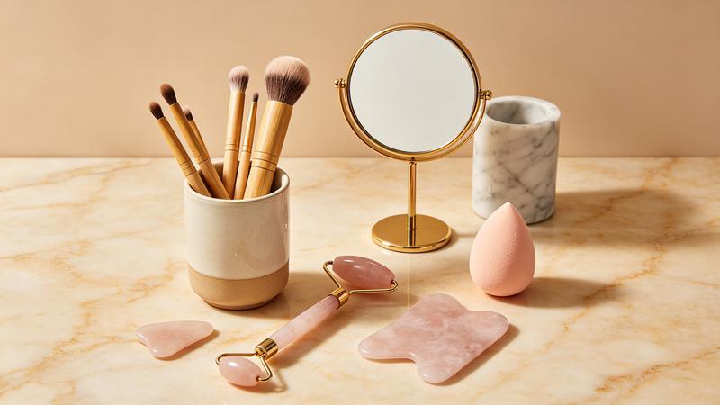 LONYARD beauty tools collection — brushes, roller, mirror