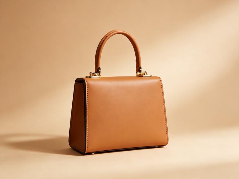 Mara Top-Handle Bag — structured tan leather mini bag with gold hardware