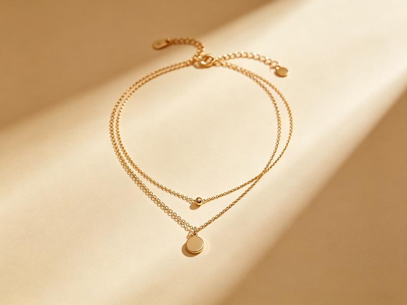 Aurelia Layered Necklace — two fine gold chains with a coin pendant